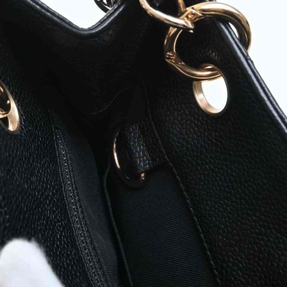 Chanel Caviar Skin Matelasse Here Mark Chain Tote Bag Black - Picture 8 of 8